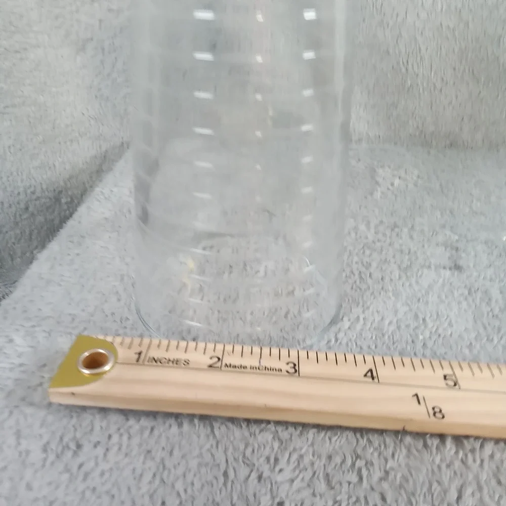 Modern Clear Glass Tapered Flower Vase with Etched‎ Horizontal Rings 7.5 Inch